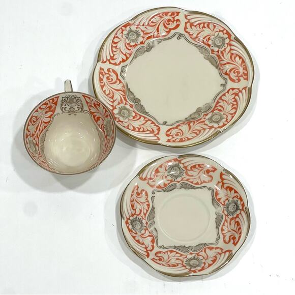 Schwarzenhammer bavaria 3 pc german trio teacup saucer dessert plate orange mcm - Picture 10 of 12